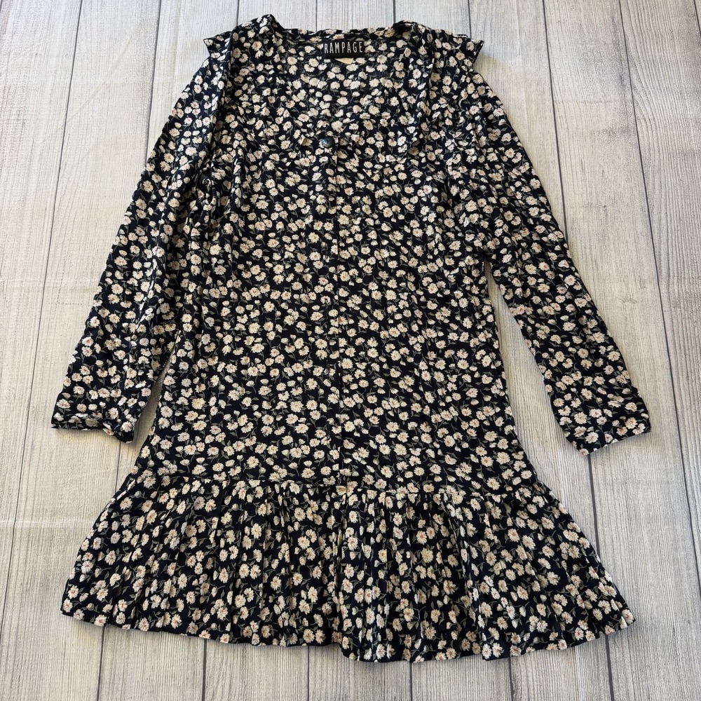 Vintage Rampage Floral Rayon Mini Dress‎ Women's Size 8 Grunge Cottagecore Y2K
